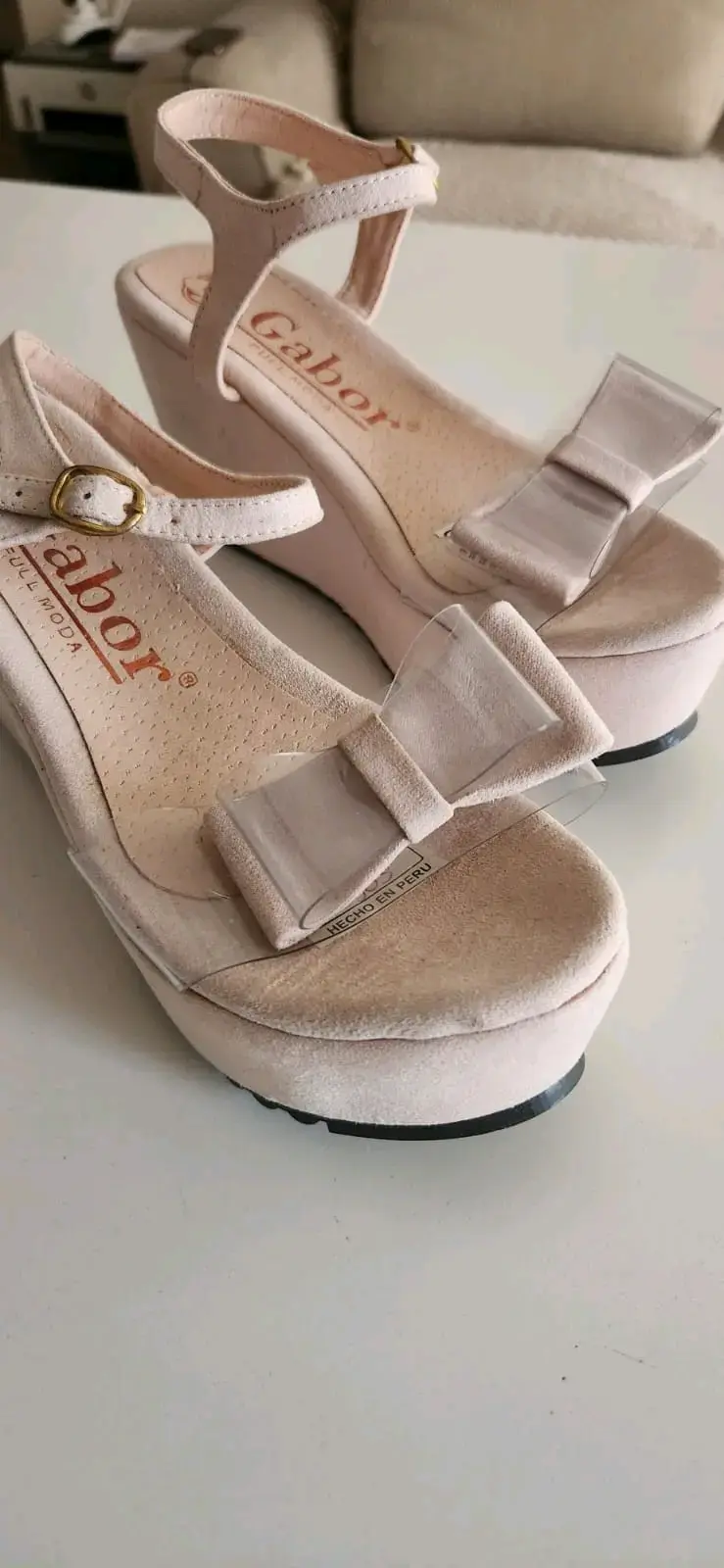 Sandalias plataforma beige con lazo Gabor - 1