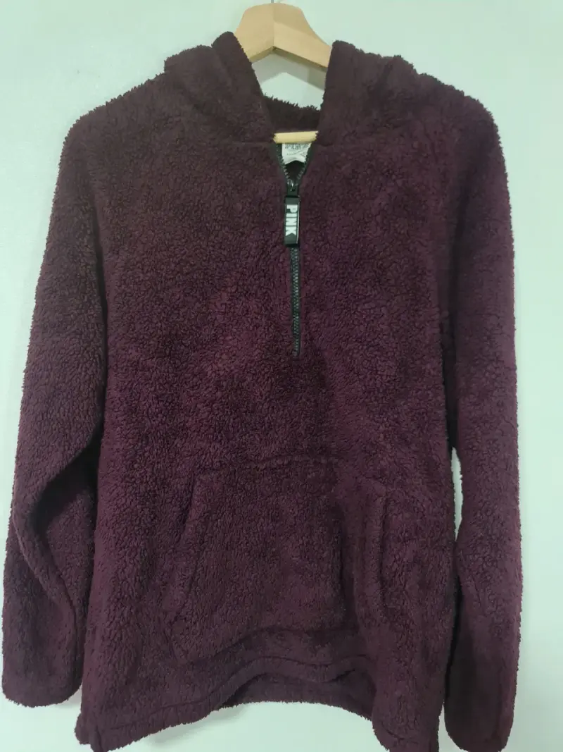 Polerón de felpa morado con capucha Pink - 1