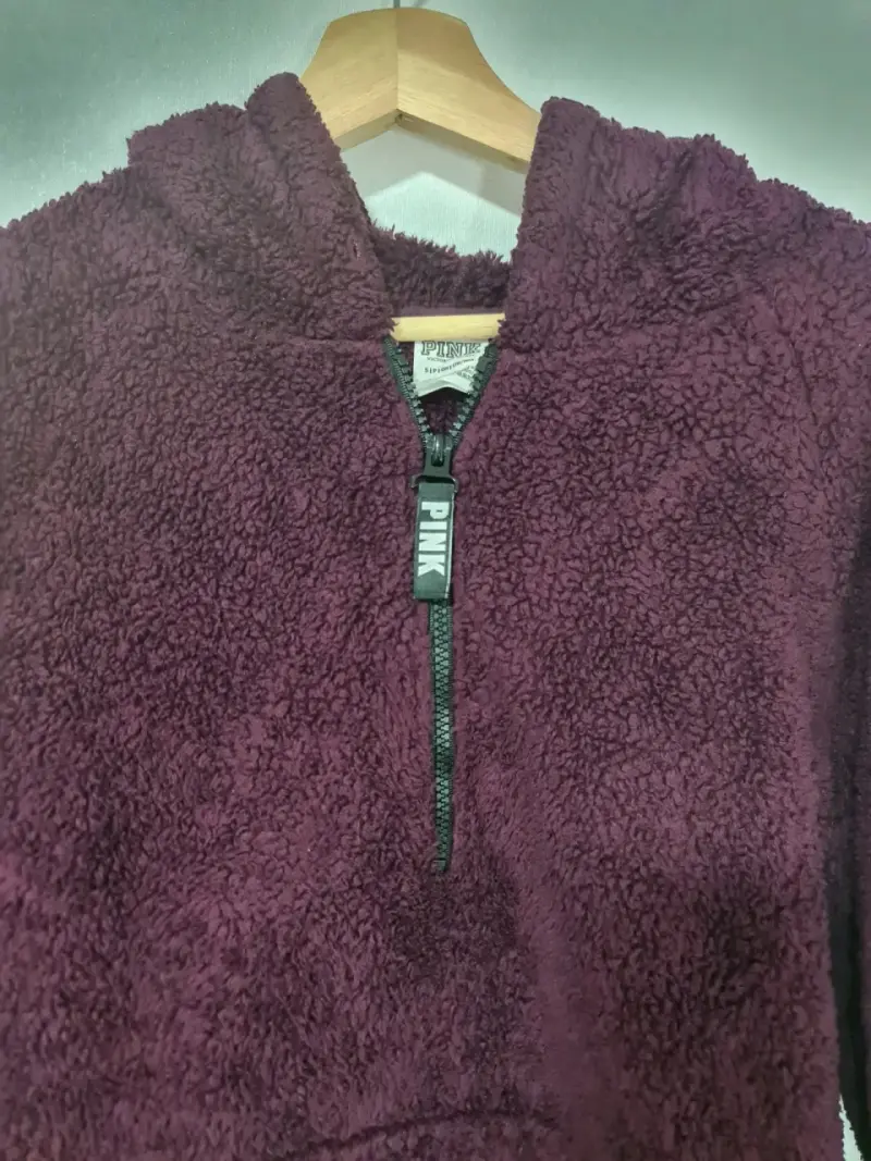 Polerón de felpa morado con capucha Pink - 2