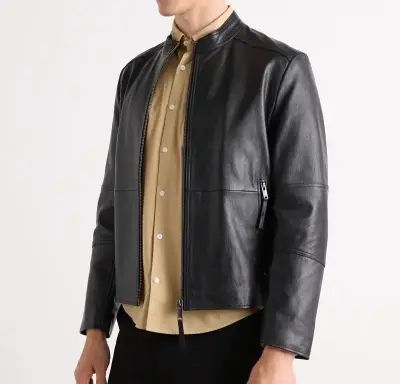 Chaqueta de cuero negra para hombre Hugo Boss - miniatura 2