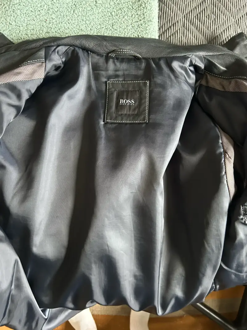 Chaqueta de cuero negra para hombre Hugo Boss - 4