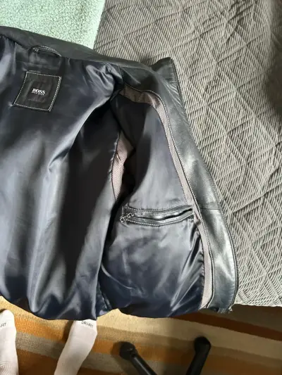 Chaqueta de cuero negra para hombre Hugo Boss - miniatura 5