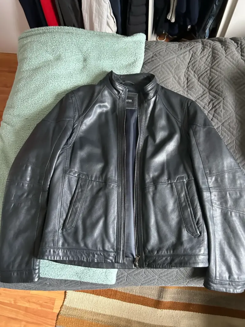 Chaqueta de cuero negra para hombre Hugo Boss - 6