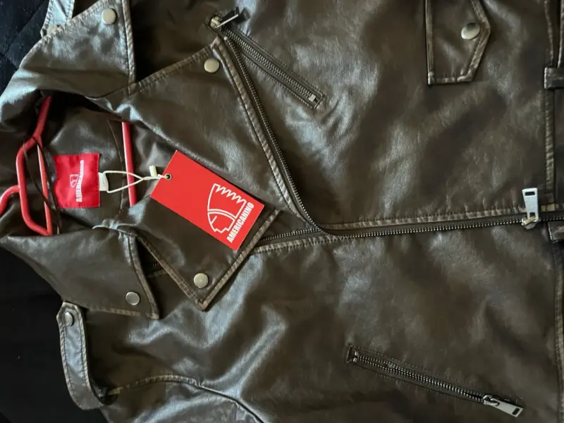 Chaqueta de cuero sintético Americano negra - 1