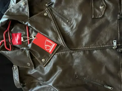 Chaqueta de cuero sintético Americano negra - miniatura 1