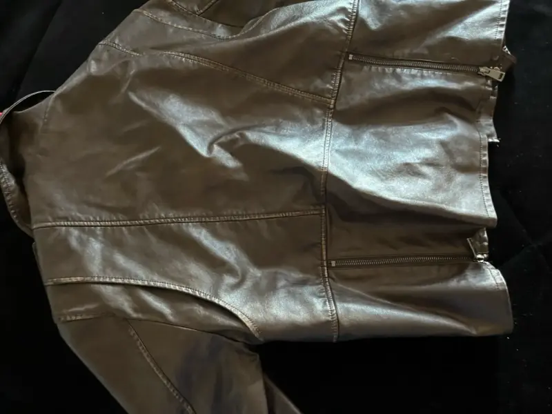 Chaqueta de cuero sintético Americano negra - 3