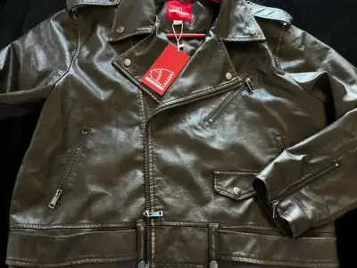 Chaqueta de cuero sintético Americano negra - miniatura 4