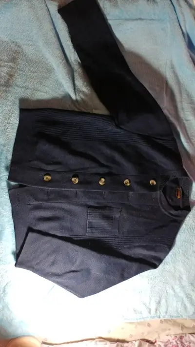 Chaqueta de punto azul marino chaleco - miniatura 1