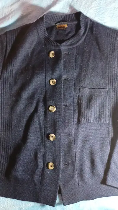 Chaqueta de punto azul marino chaleco - miniatura 2
