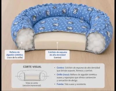 Cama para mascotas azul con diseño - miniatura 1
