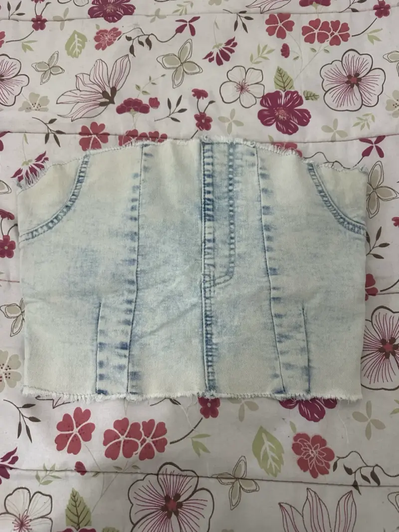 Top de mezclilla sin tirantes para mujer