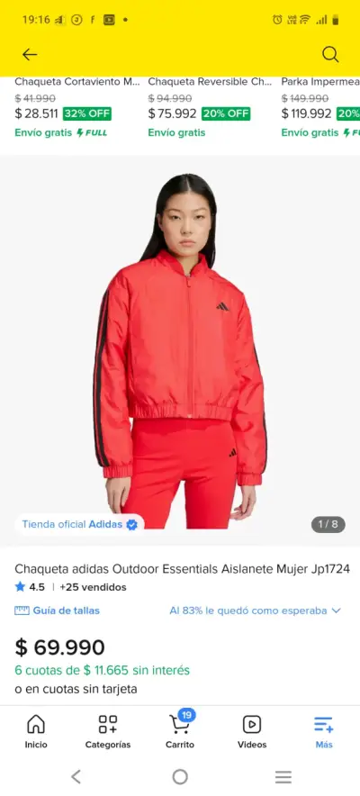 Chaqueta roja Adidas para mujer talla L - miniatura 4