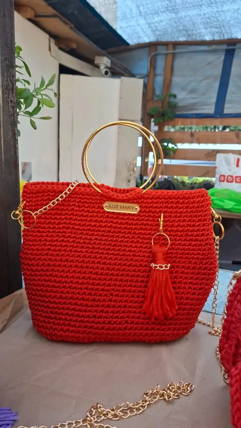 Cartera tejida a mano Luz Mary color lila - 4