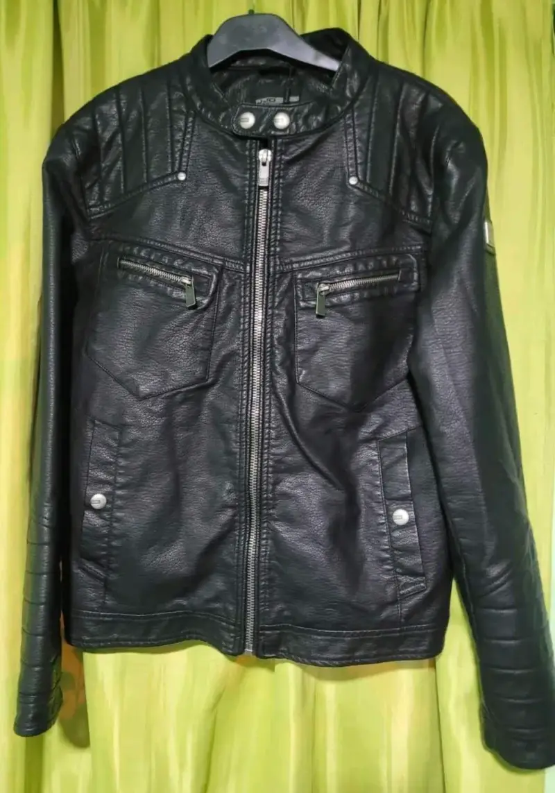 Chaqueta de cuero negra para mujer JJO - 1