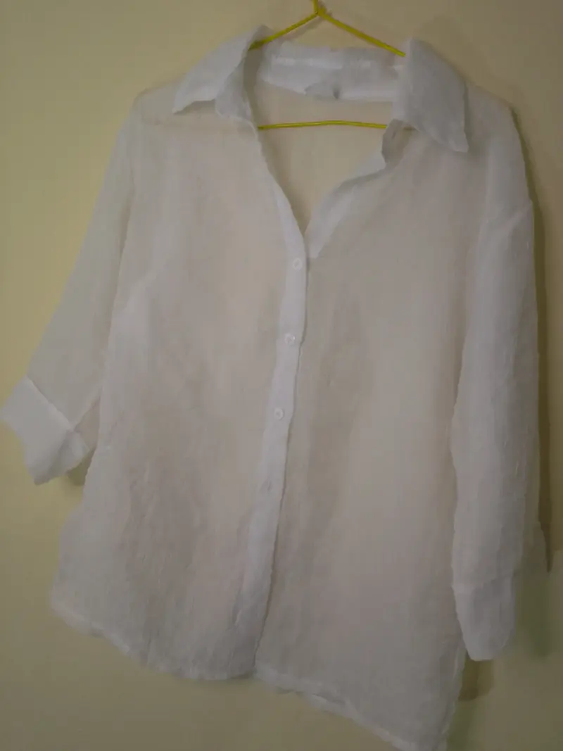 Blusa blanca de lino para mujer - 1