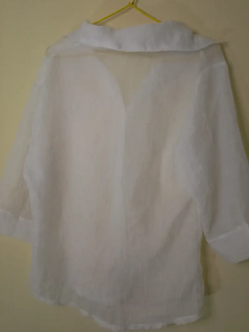 Blusa blanca de lino para mujer - 3