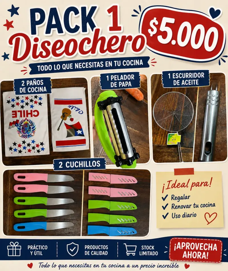 Pack de Cocina Dieciochero con Paños y Utensilios
