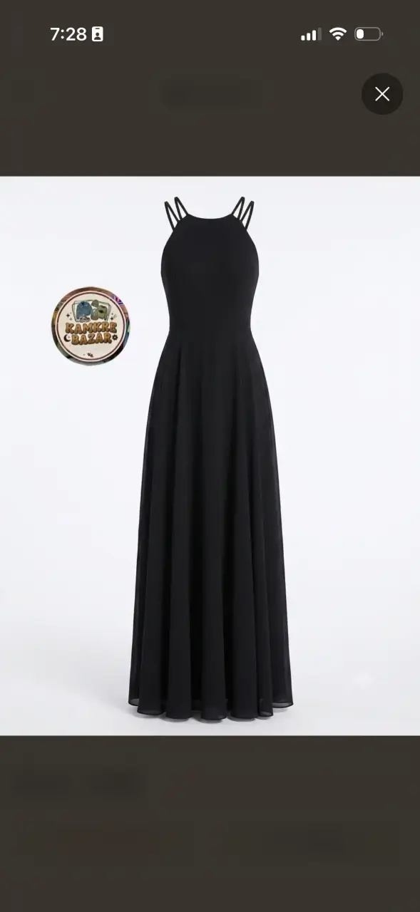 Vestido Largo De Fiesta Inez Negro Espalda Cruzada - 1