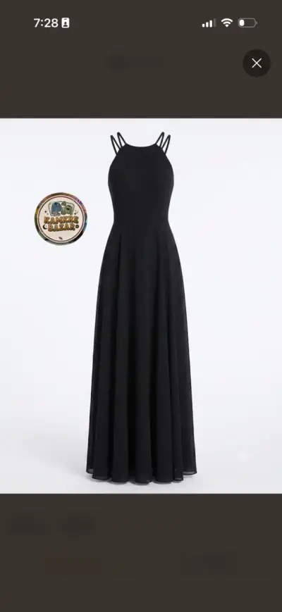 Vestido Largo De Fiesta Inez Negro Espalda Cruzada - miniatura 1