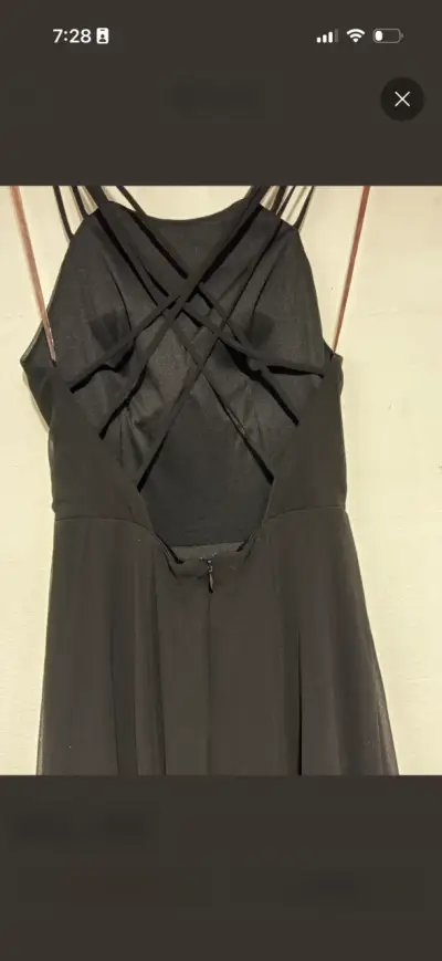 Vestido Largo De Fiesta Inez Negro Espalda Cruzada - miniatura 3