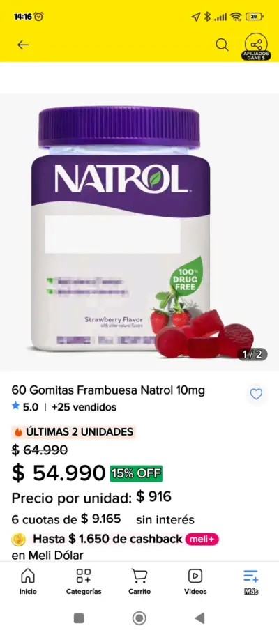 Gomitas de Melatonina Natrol 10mg Frambuesa - miniatura 1
