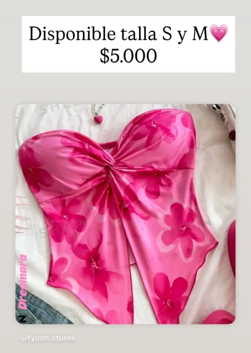 Top strapless floral rosa