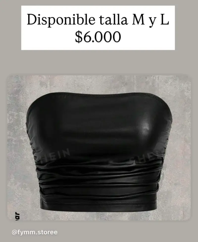 Top strapless negro talla M y L