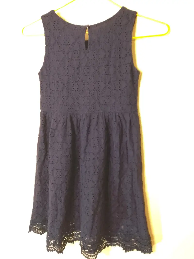 Vestido de encaje azul marino para niña - 3