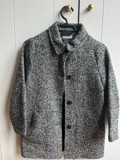 Abrigo de lana gris para niña mango - miniatura 1