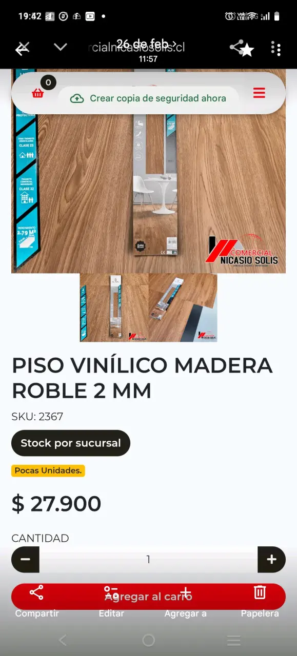 Piso Vinílico Madera Roble 2 mm