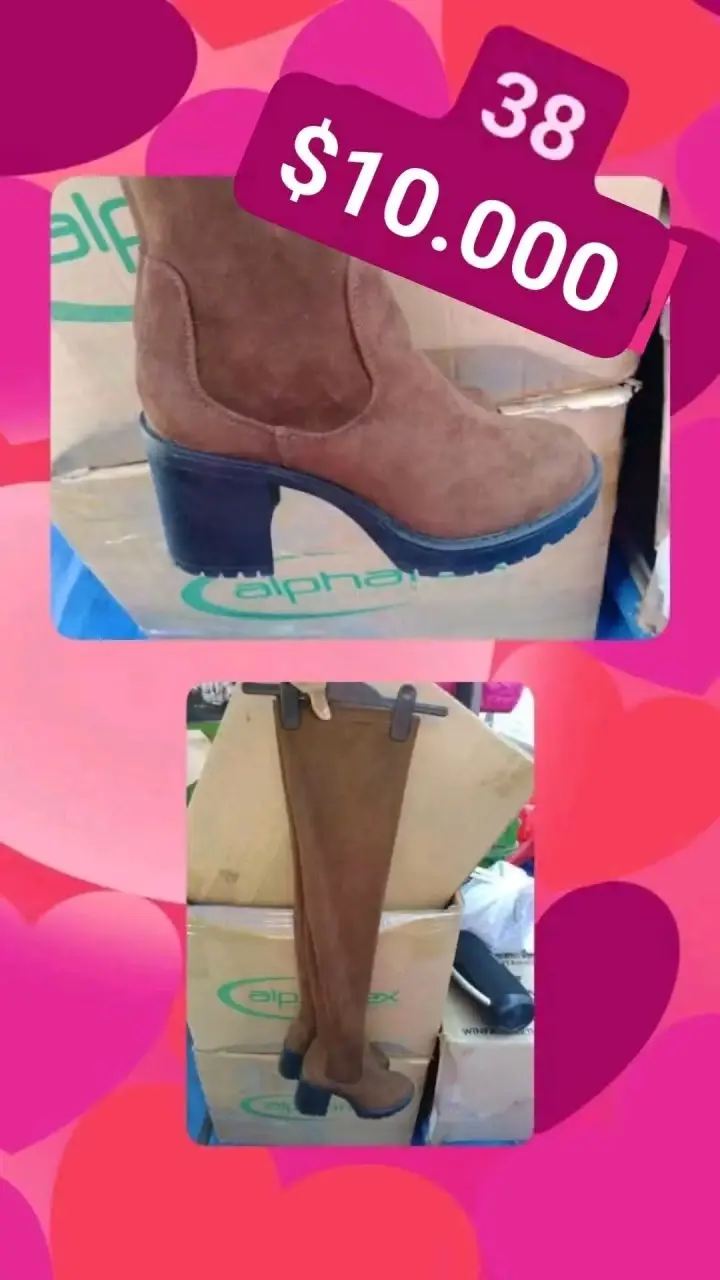 Botas largas de gamuza color beige talla 37 - 3