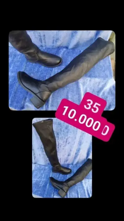Botas largas de gamuza color beige talla 37 - miniatura 4