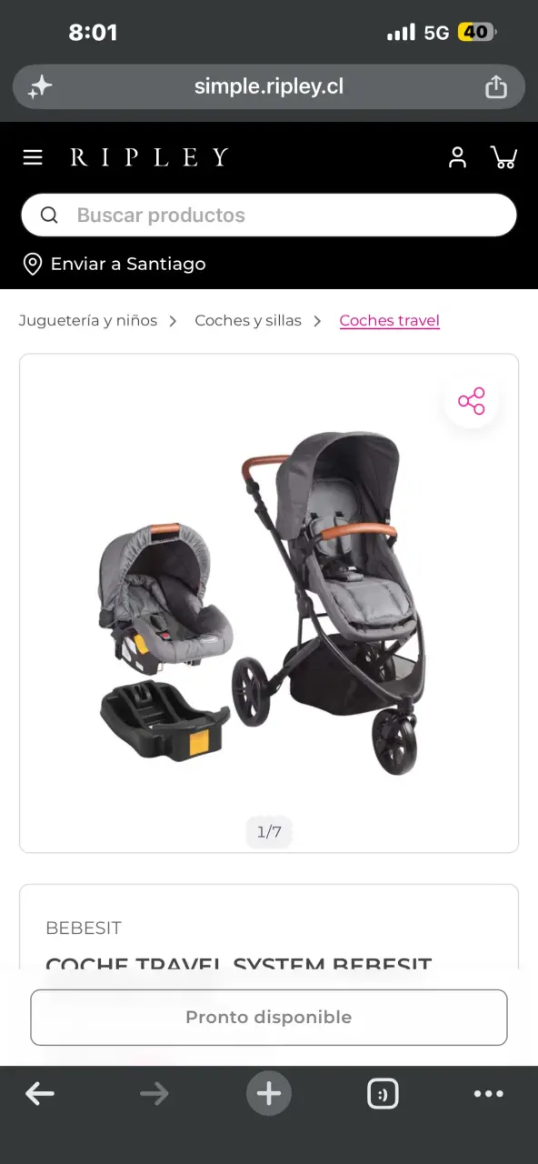 Coche Travel System Bebesit gris + huevito - 1