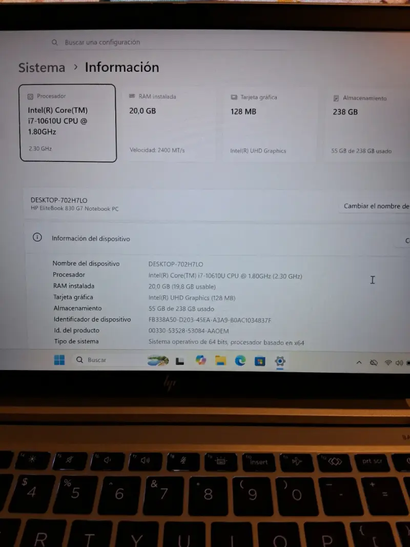 HP EliteBook 830 G7 i7 10°G, 20GB RAM 256GB SSD - 4
