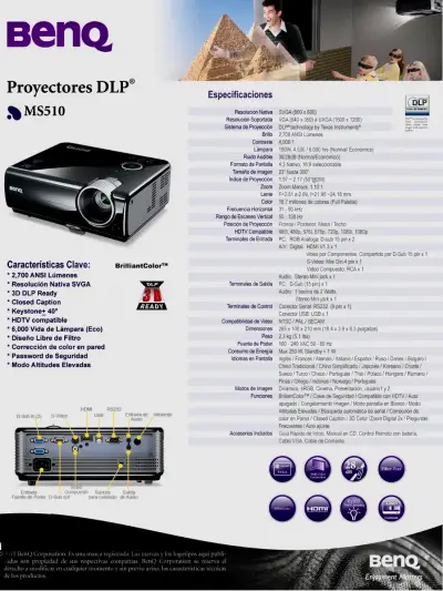 Proyector BenQ con control remoto y cables - miniatura 6