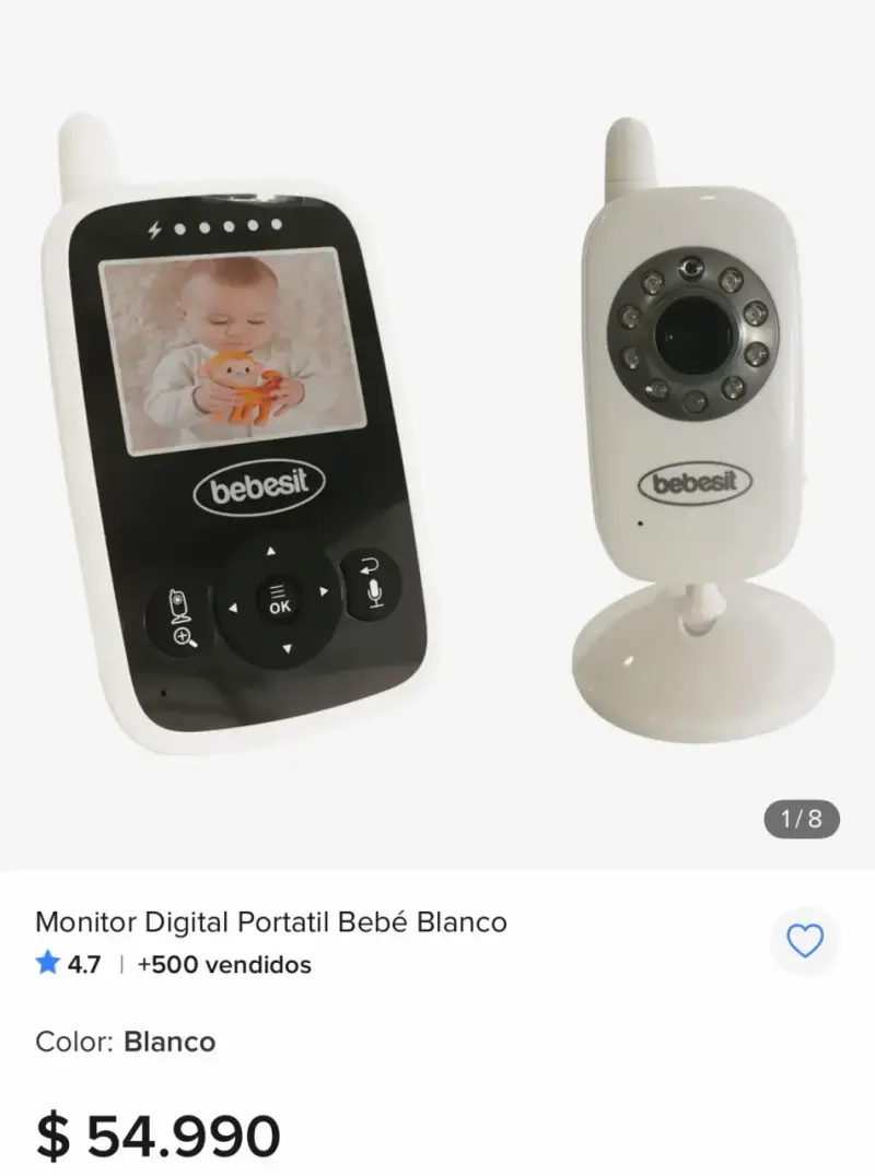 Monitor digital portátil para bebé Bebesit blanco - 1