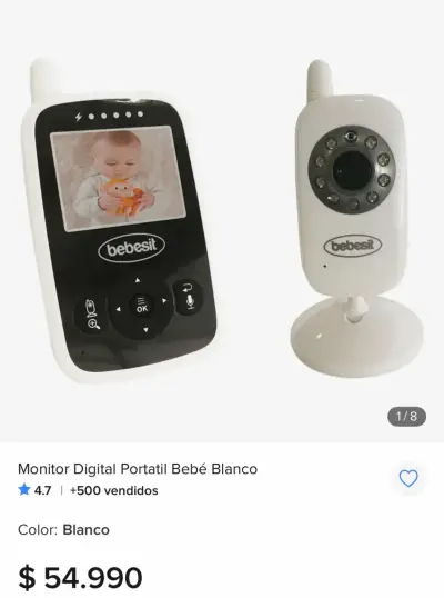 Monitor digital portátil para bebé Bebesit blanco - miniatura 1