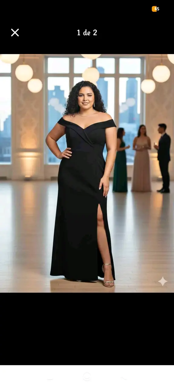 Vestido largo negro con hombros descubiertos