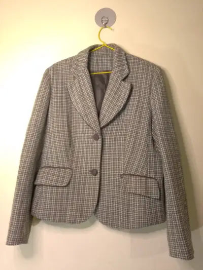 Blazer de lana a cuadros para mujer - miniatura 1