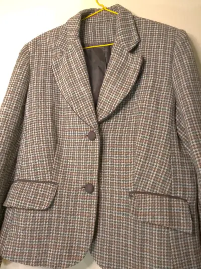 Blazer de lana a cuadros para mujer - miniatura 2