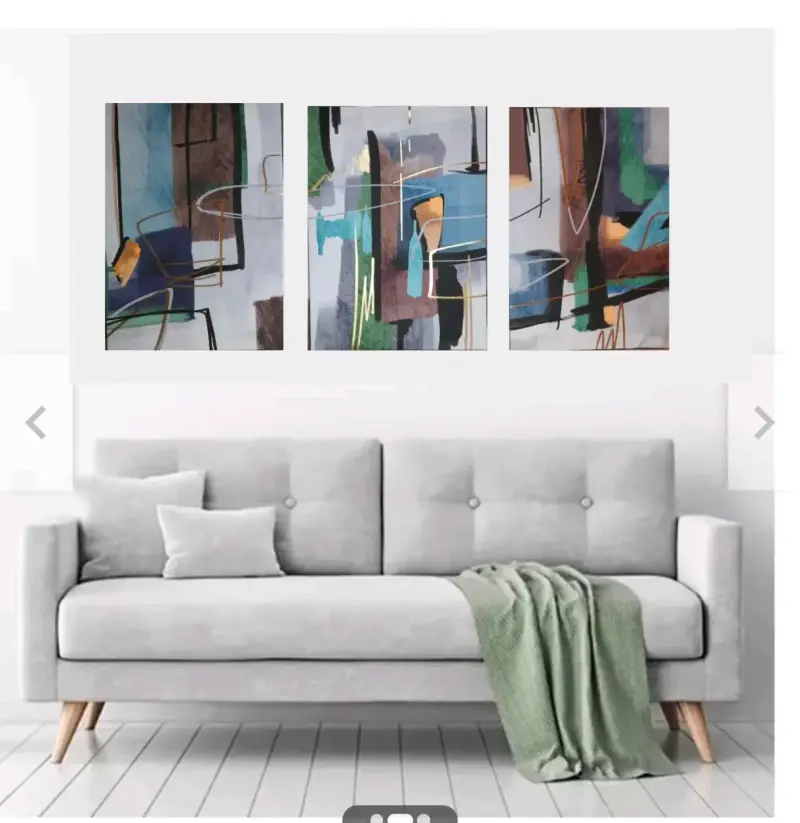 Tríptico de Arte Abstracto Moderno para Sala - 1