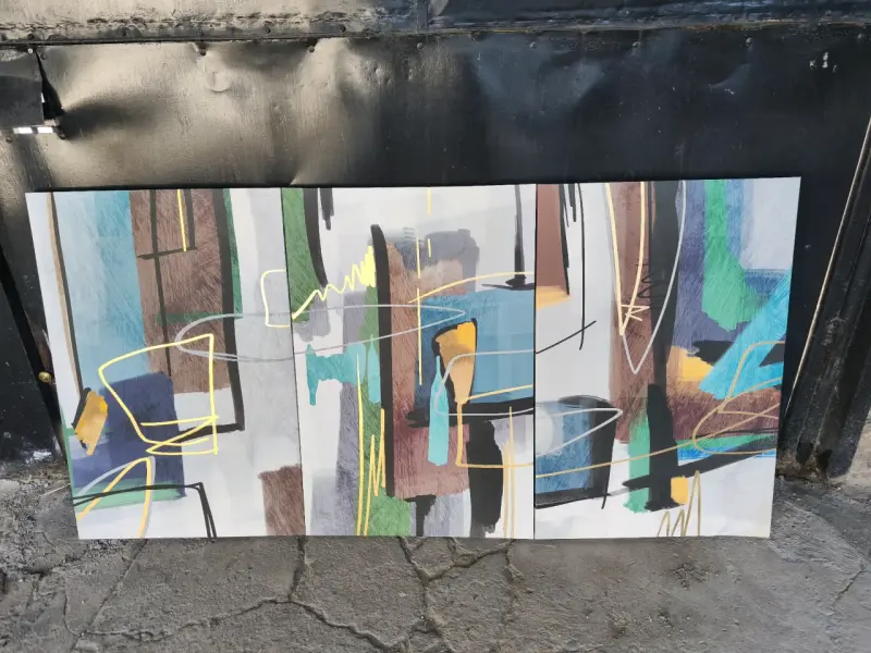 Tríptico de Arte Abstracto Moderno para Sala - 3