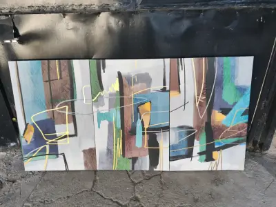 Tríptico de Arte Abstracto Moderno para Sala - miniatura 3
