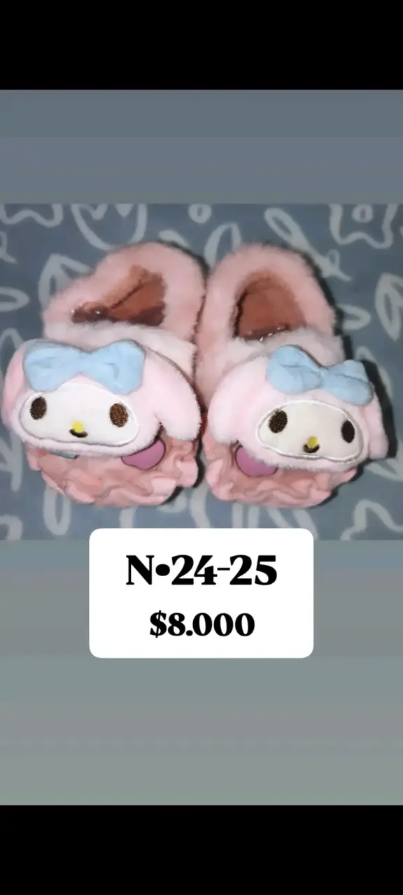 Pantuflas infantiles My Melody rosadas talla 24-25