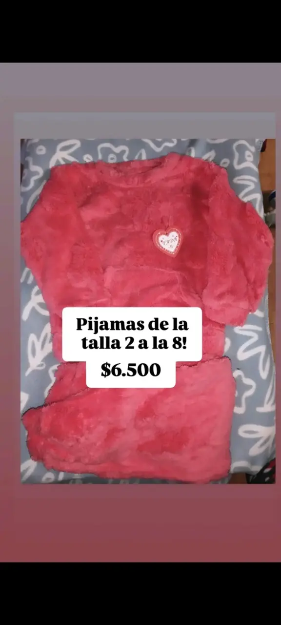 Pijama infantil rojo suave talla 6