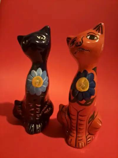 Figuras de gatos de cerámica pintadas a mano - miniatura 4