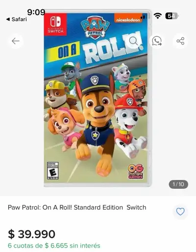 Juego Nintendo Switch Paw Patrol: On A Roll - miniatura 1