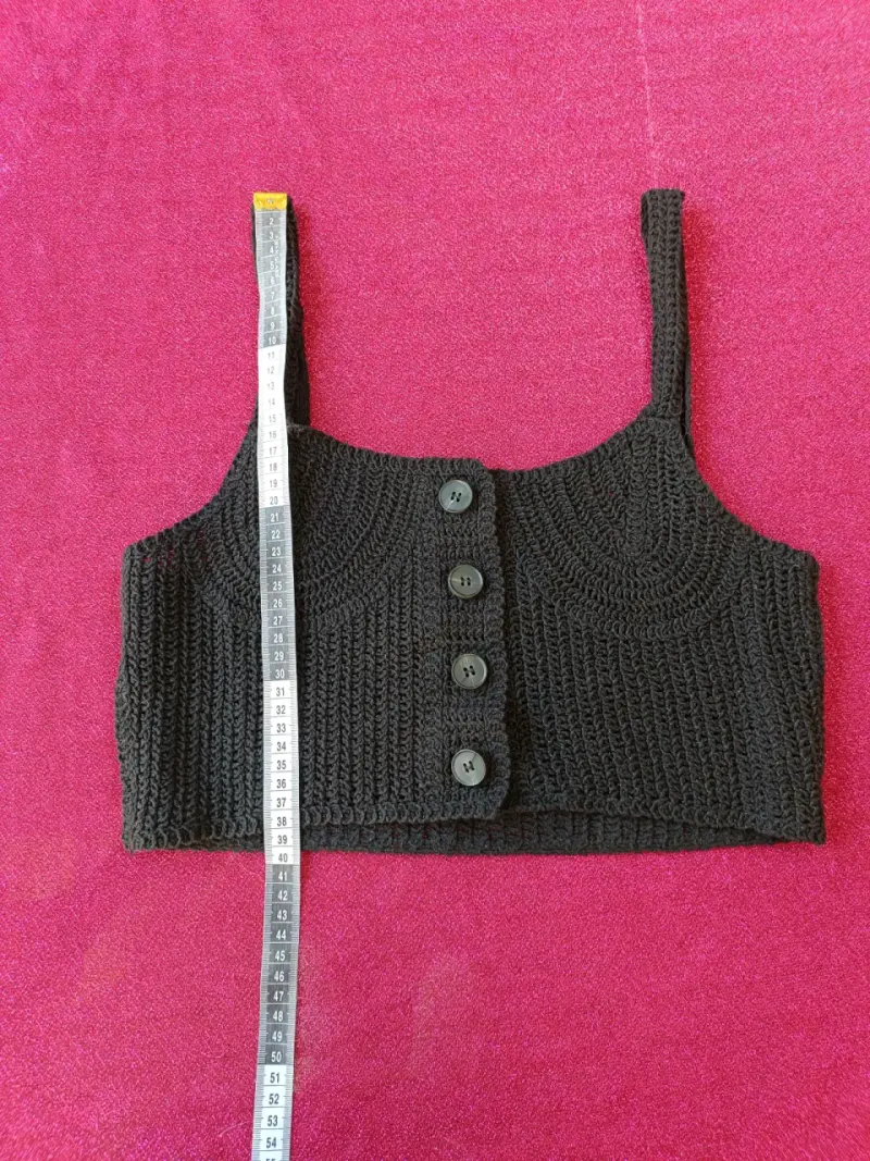 Top tejido negro con botones - 2
