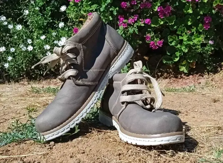 Botines de cuero gris para hombre - 1