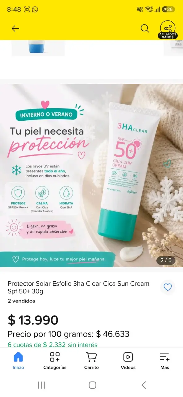 Protector Solar Esfolio 3HA Clear SPF 50+ 30g